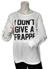 Hype White "I Don't Give a Frappe" Jersey Women's Shirt with Slash Detail - 1X