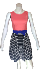 Cleo Apparel Salmon/Black/White Summer Women's Dress