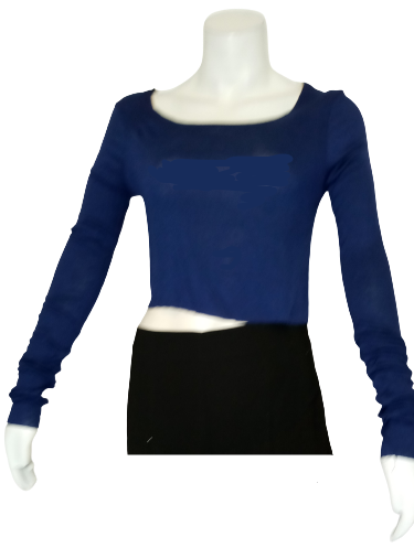 Love In Navy Long Sleeve Crop Women's Top - Small
