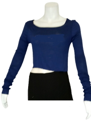 Love In Navy Long Sleeve Crop Women's Top - Small