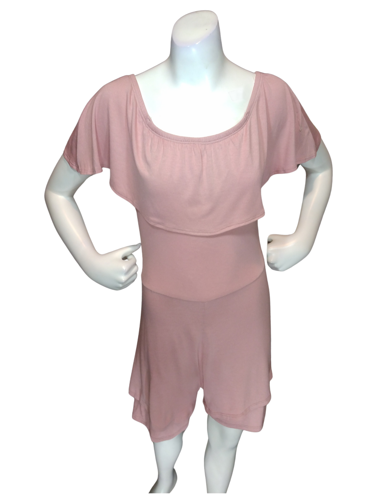 Glitz Haute Mess Pink Girl's Jumpsuit with Yoke Collar - Medium