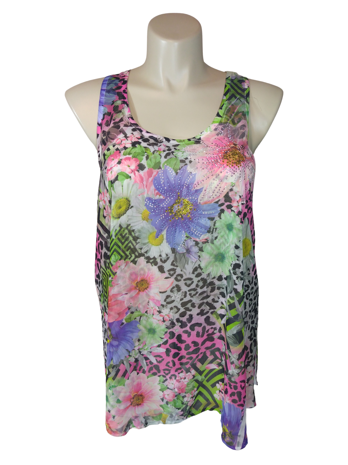 Cleo Apparel Multi Sheer Spots Women's Top - 3X