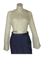 Urban Episode Grey/Khaki Long Sleeve Hooded Crop Girl's Top - Large