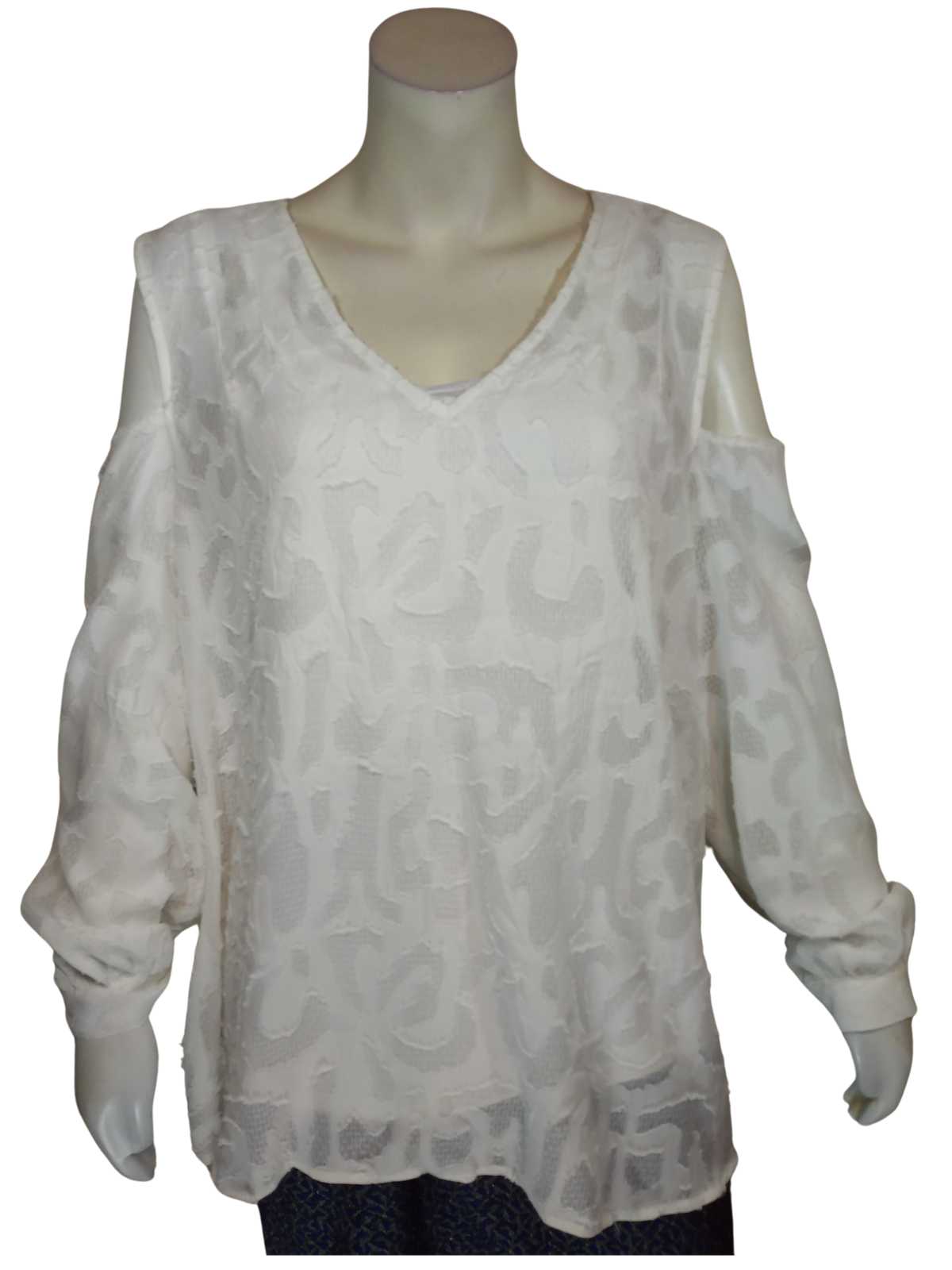 Alfani Bright White Cold Shoulder Women's Blouse - 14W