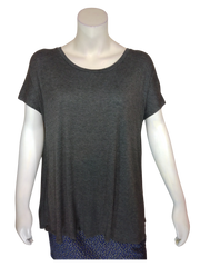 Zenana Outfitters Grey Short Sleeve Women's Top - Large