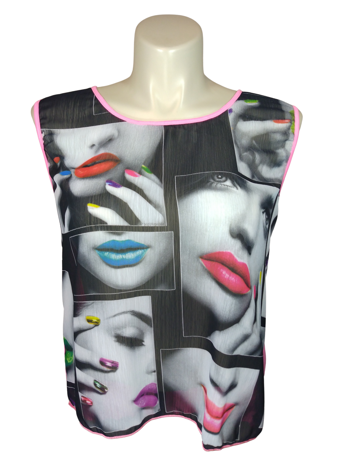 Cleo Apparel Pink/White Faces Girls' T-Shirt - Large