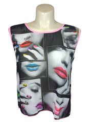 Cleo Apparel Pink/White Faces Girls' T-Shirt - Large