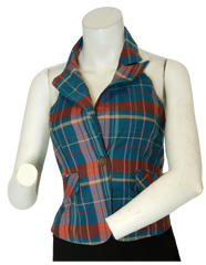 Runway Paris Blue Plaid Halter Women's Top - Medium