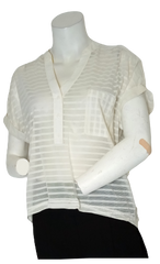Sunshine & Sweet Rain Cream Sheer Short Sleeve Women's Shirt - One Size