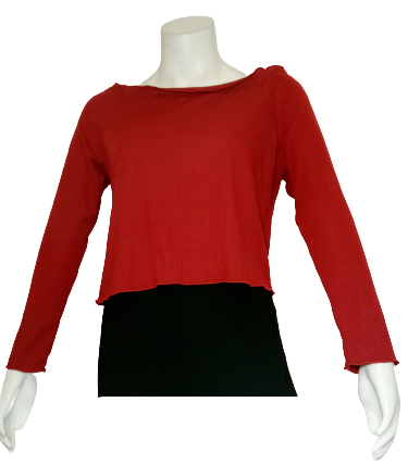 Diva General Collection Red Long Sleeve Crop Women's Top - 3X