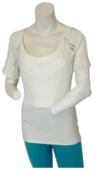 Women's White Lace Embroidered Short Sleeve Shirt – BKE Boutique Medium | Cotton Blend Summer Top