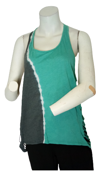 Diva General Collection Grey/Teal Tank Women's Top with Side Slits - One Size