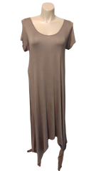 Hot Ginger Coffee Short Sleeve Asymmetric Women's Dress - 2X