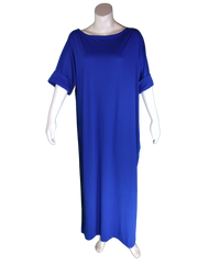 Diva General Collection Blue Short Sleeve Women's Dress with Side Slits - XL