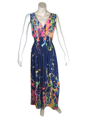 Diva General Collection Navy Women's Dress with Neon Paint Splatter - 5XL
