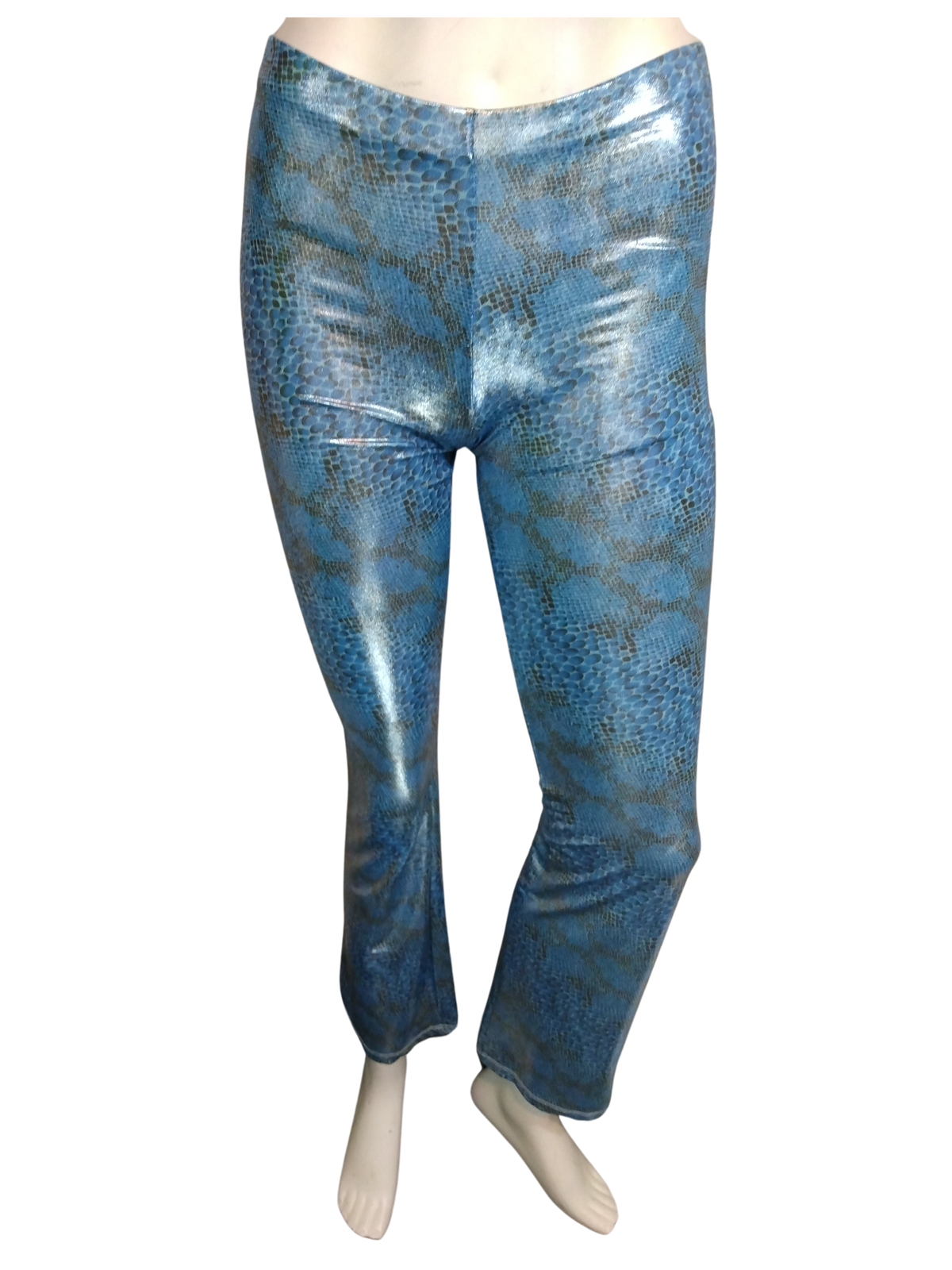 Vizio USA Blue/Black Shiny Snake Print Girls' Pants - Small