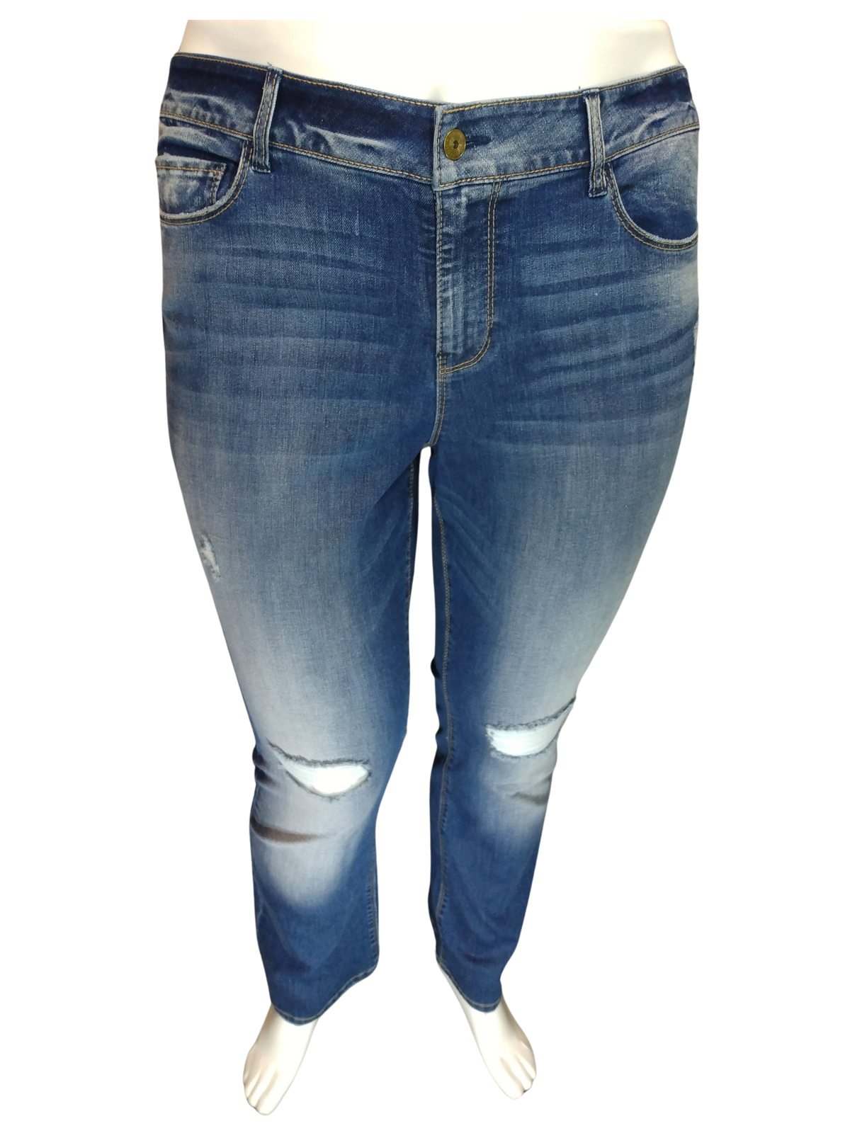 Vanilla Star Blue Mid-Rise Bootcut Distressed Women's Pants - 39