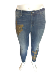 Diva General Collection Blue Women's Pants with Sequin Trim - 16W