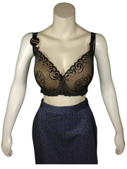 Prima Valentina Black Lace Push-Up Women's Bra - 40DD