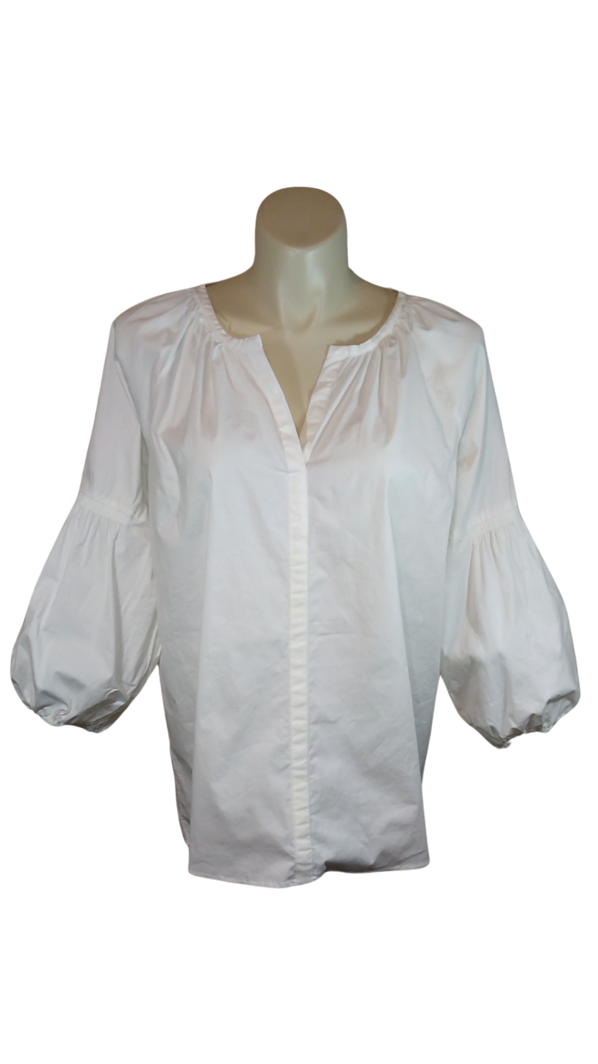 Kaktus White Balloon Sleeve Women's Blouse - 2X