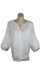 Kaktus White Balloon Sleeve Women's Blouse - 2X
