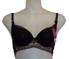 Lingyilu Black/Tan Embroidered Women's Bra - 38B