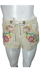 Millau Girls Tan Cut-Off Shorts with Embroidery, Size XS
