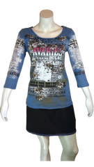Diva General Collection Women’s Blue “Avaries” Long Sleeve Shirt, Size Large