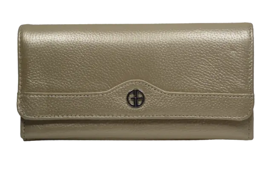 Giani Bernini Pebble Leather Receipt Clutch Wallet - Gold