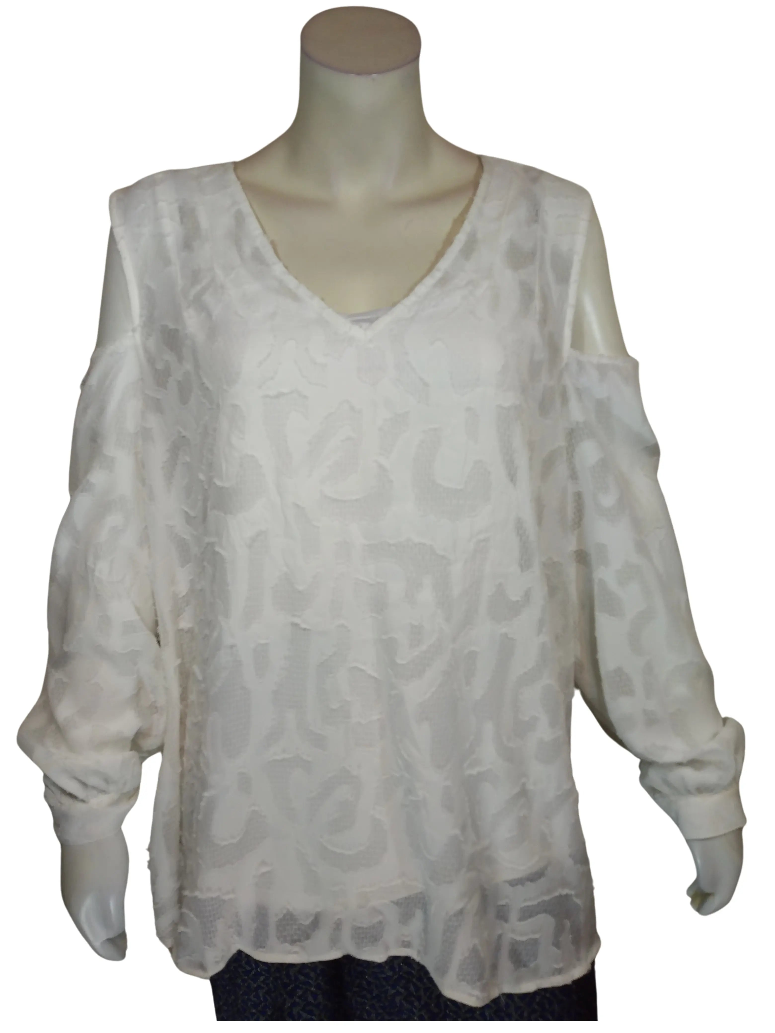 Alfani Women’s Bright White Cold Shoulder Blouse, Size 22W