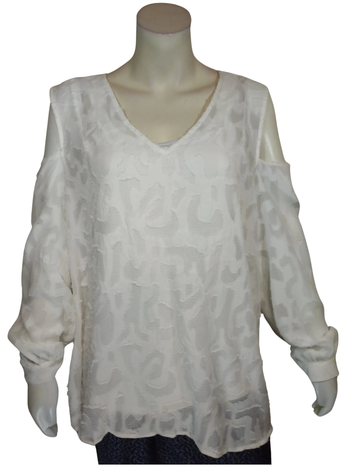 Alfani Women’s Bright White Cold Shoulder Blouse, Size 22W