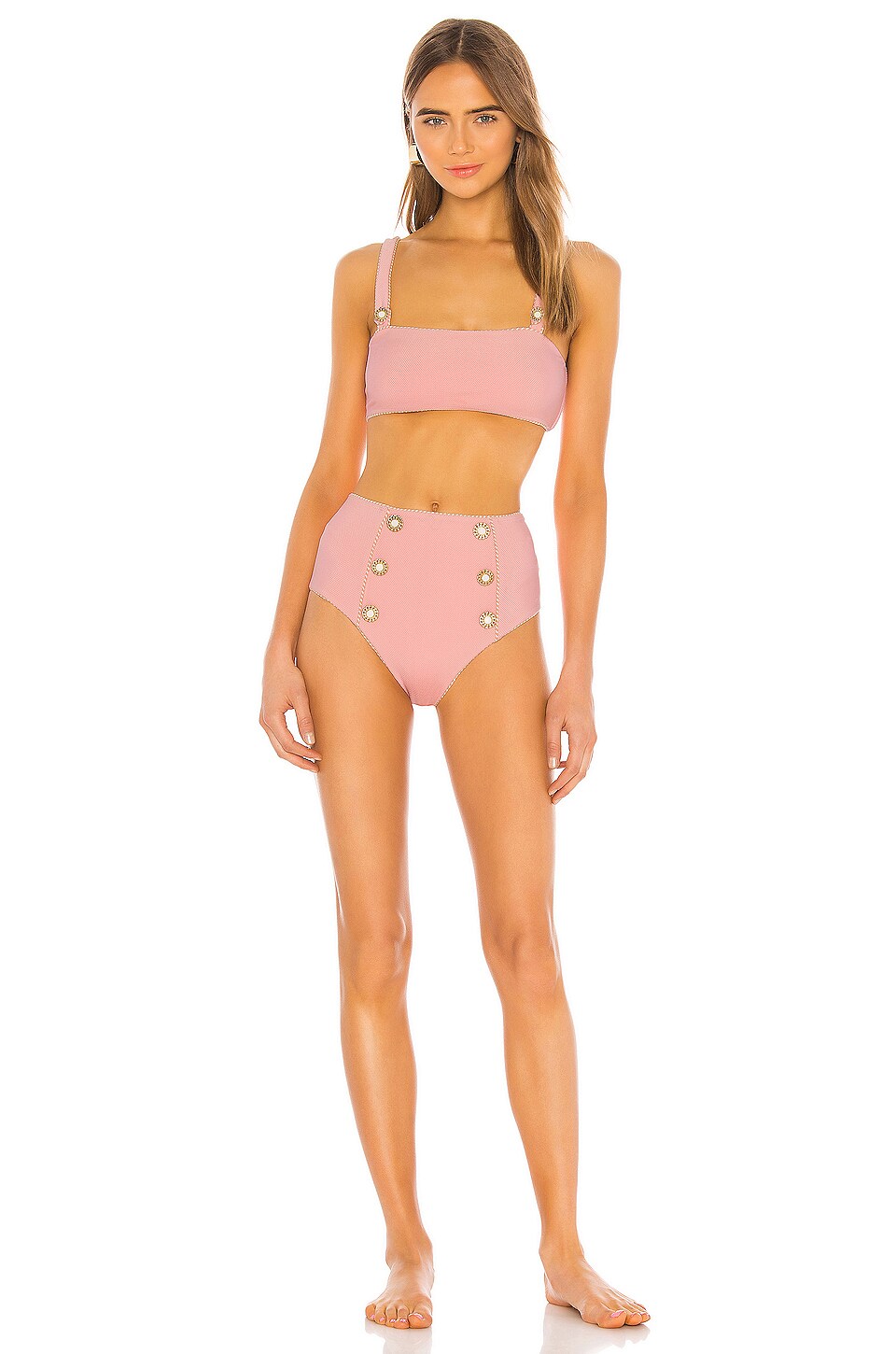 JONATHAN SIMKHAI Piped Luxe Strap Bikini Top in Cherry Blossom - Top Only