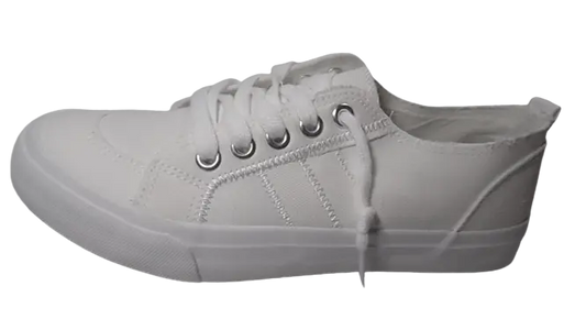 Jellypop Kory White Canvas Lace Up Shoes