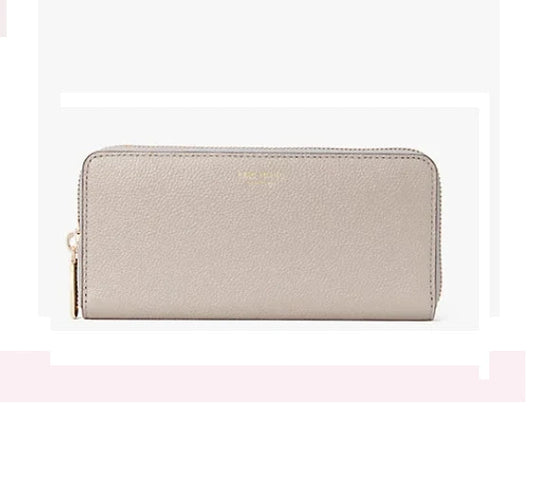 Kate Spade New York Margaux Slim Continental Wallet in True Taupe with Gold Accents