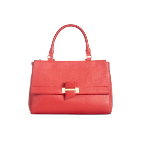 Kenneth Cole New York Crosby Leather Satchel Red Curry with Gold Accents