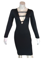 Diva General Collection Women’s Black Open Front Long Sleeve Dress, Size Large