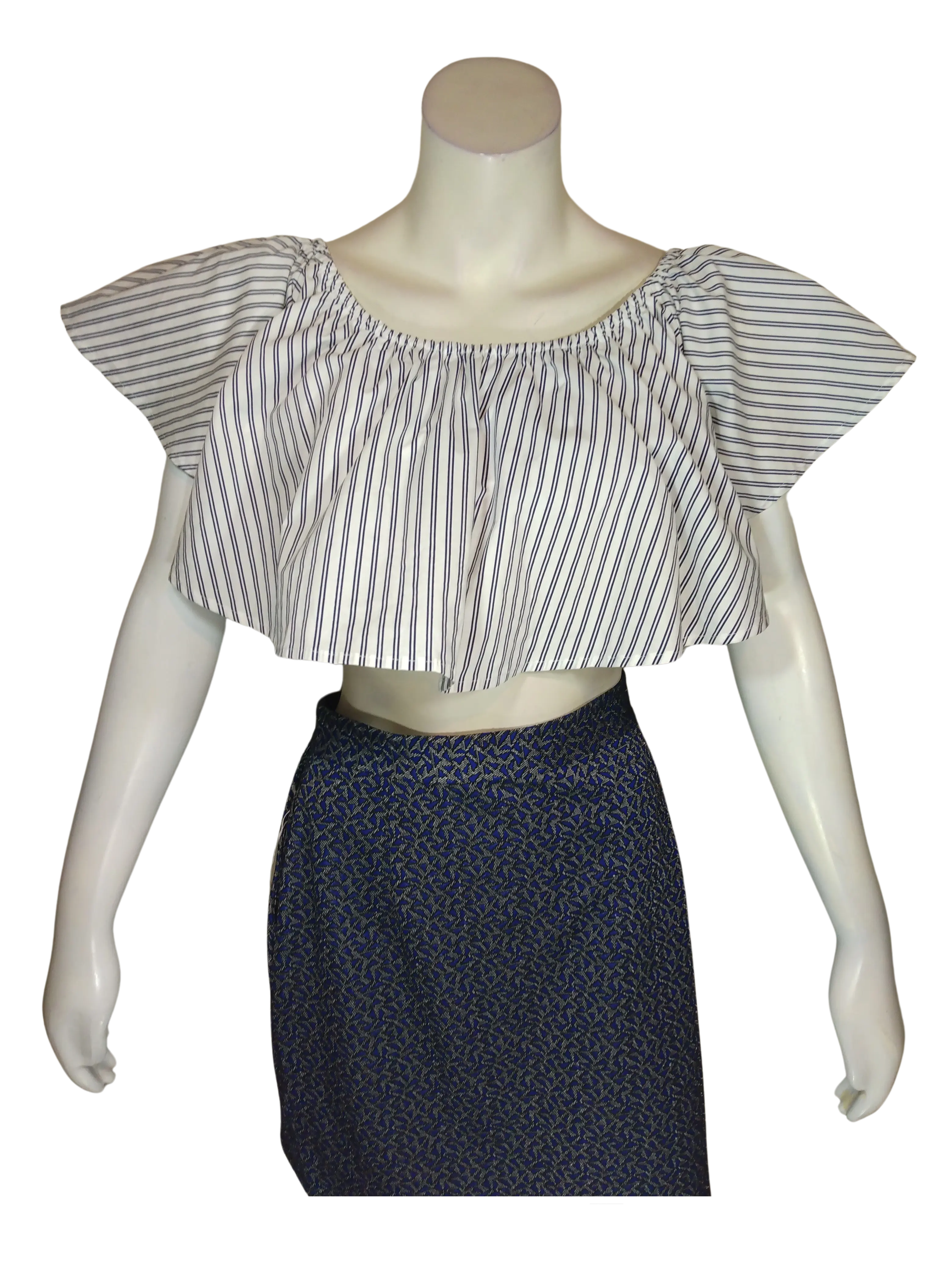 Etophe Studios Women’s Navy/White Striped Yoke Top, Size Large