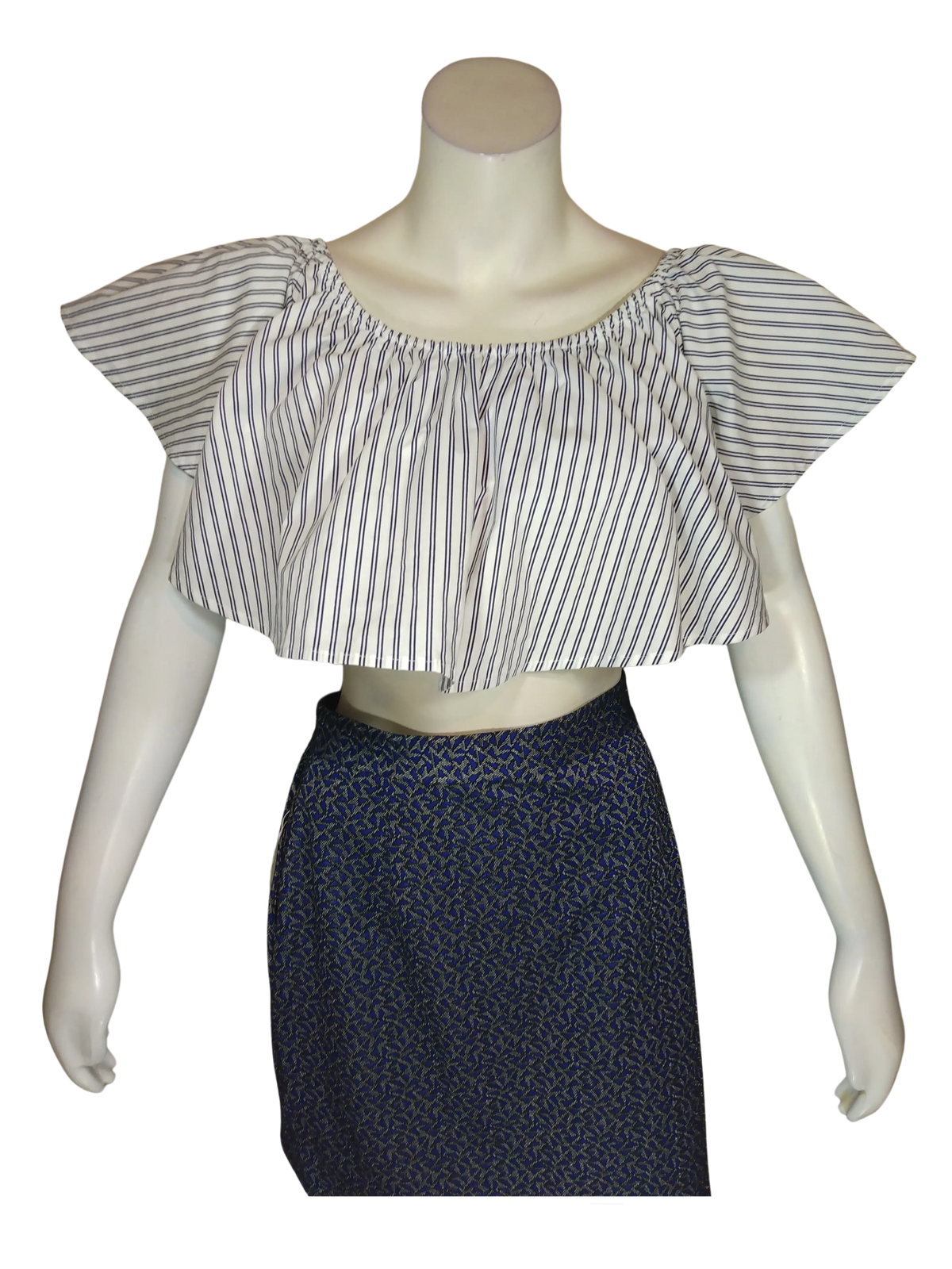 Etophe Studios Women’s Navy/White Striped Yoke Top, Size Large