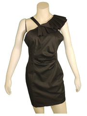 Women's Black Shoulder Ruffle Cotton Dress – Minuet | Large Size