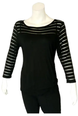 INC (International Concepts) Women’s Black Striped Long Sleeve Shirt, Size Large