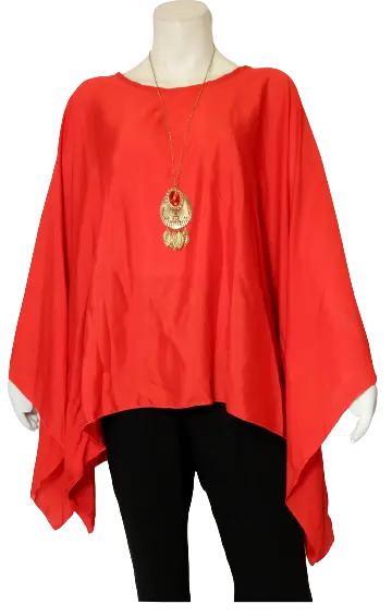 Blush Women’s Red Blouse with Necklace, Size 2X