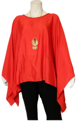 Blush Women’s Red Blouse with Necklace, Size 2X