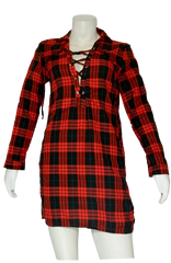 Girls' Red Plaid Dress – Small | 95% Polyester 5% Spandex by Diva General Collection