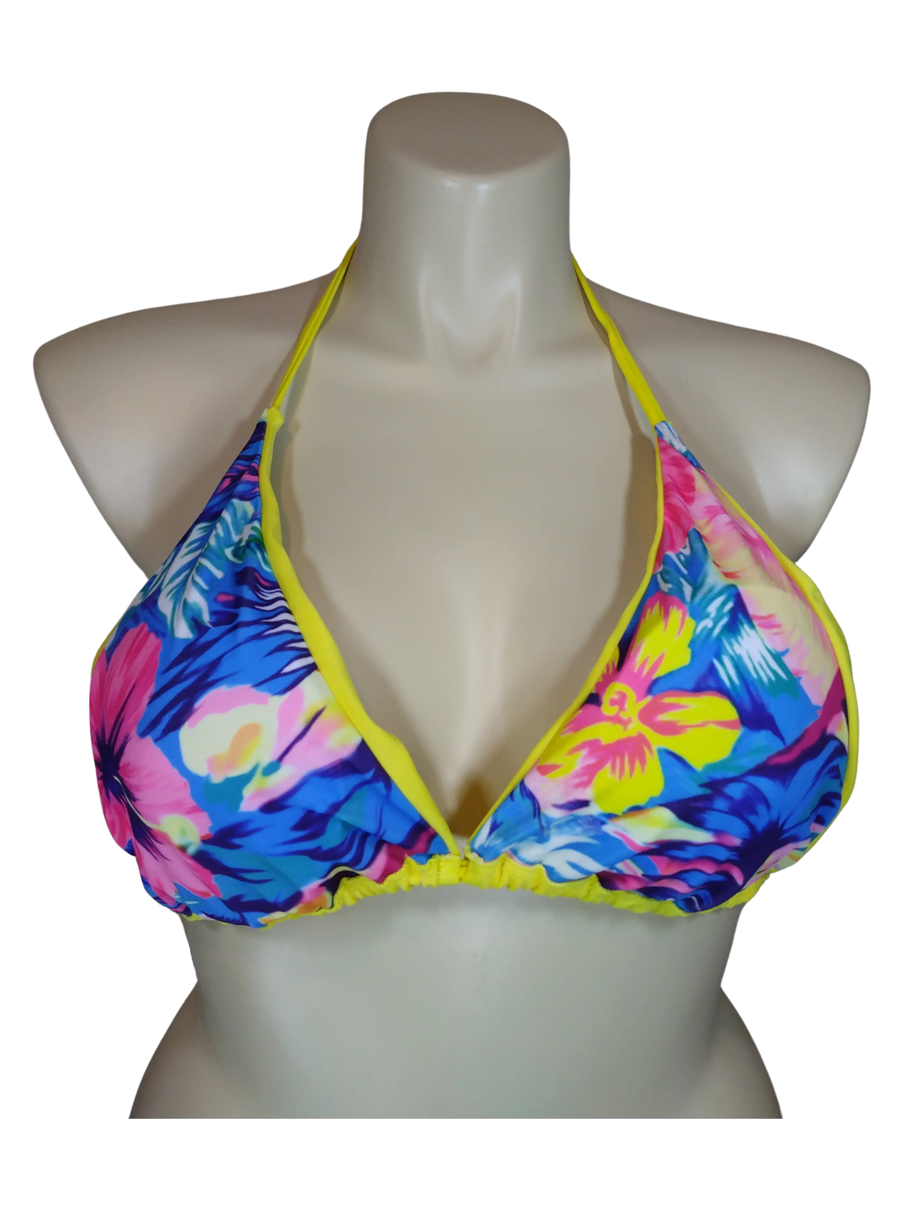 Diva General Collection Women’s Yellow Hibiscus Bikini Top, Size Large