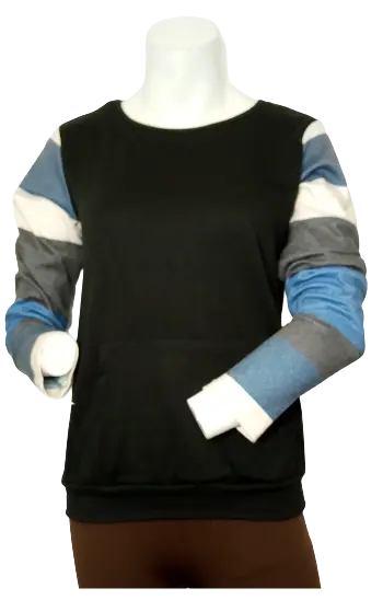 Diva General Collection Girls’ Black Striped Long Sleeve Sweatshirt, Size XXL