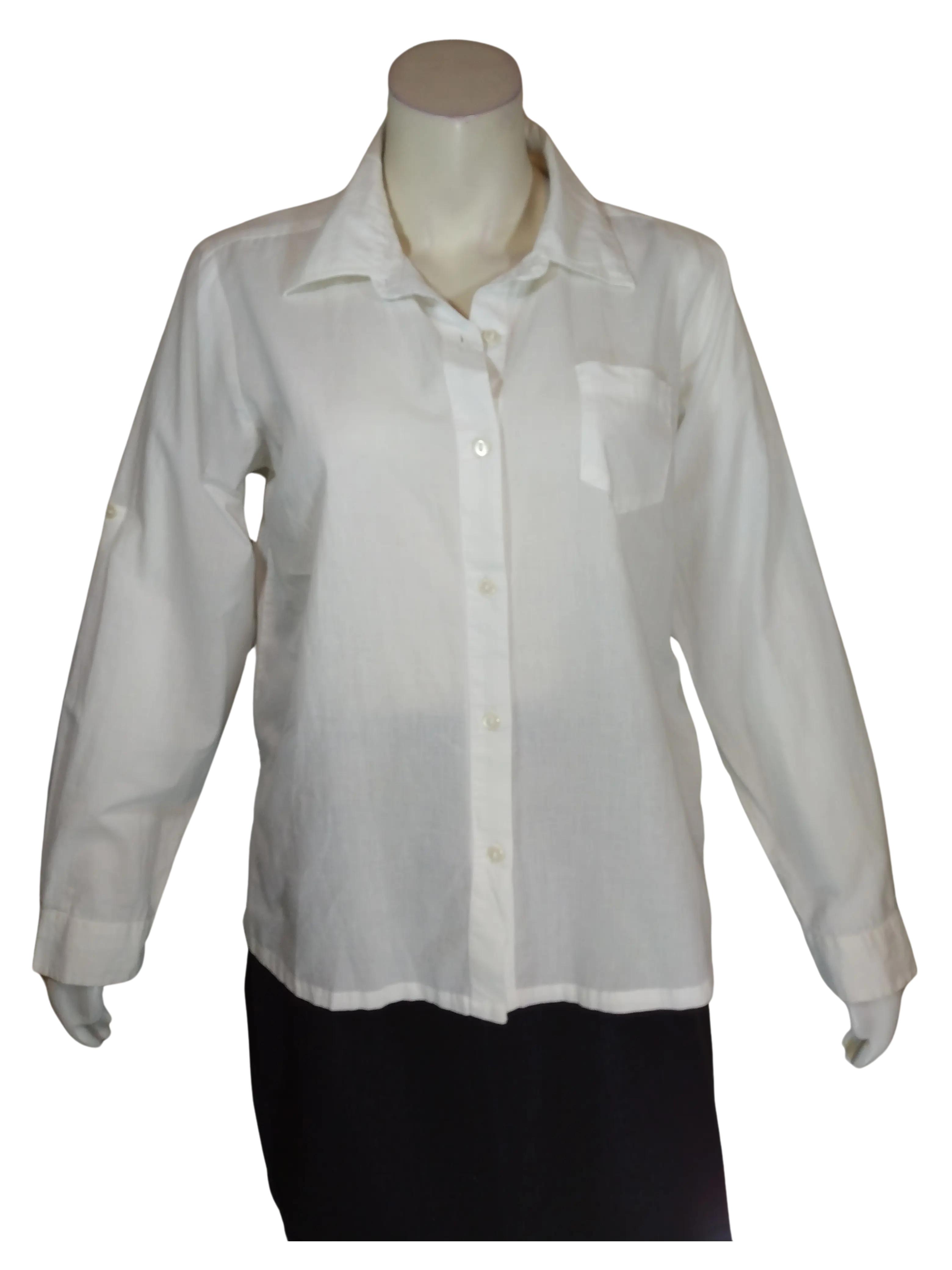 Hanna & Gracie Women’s White Blouse with Side Trim, Size Large