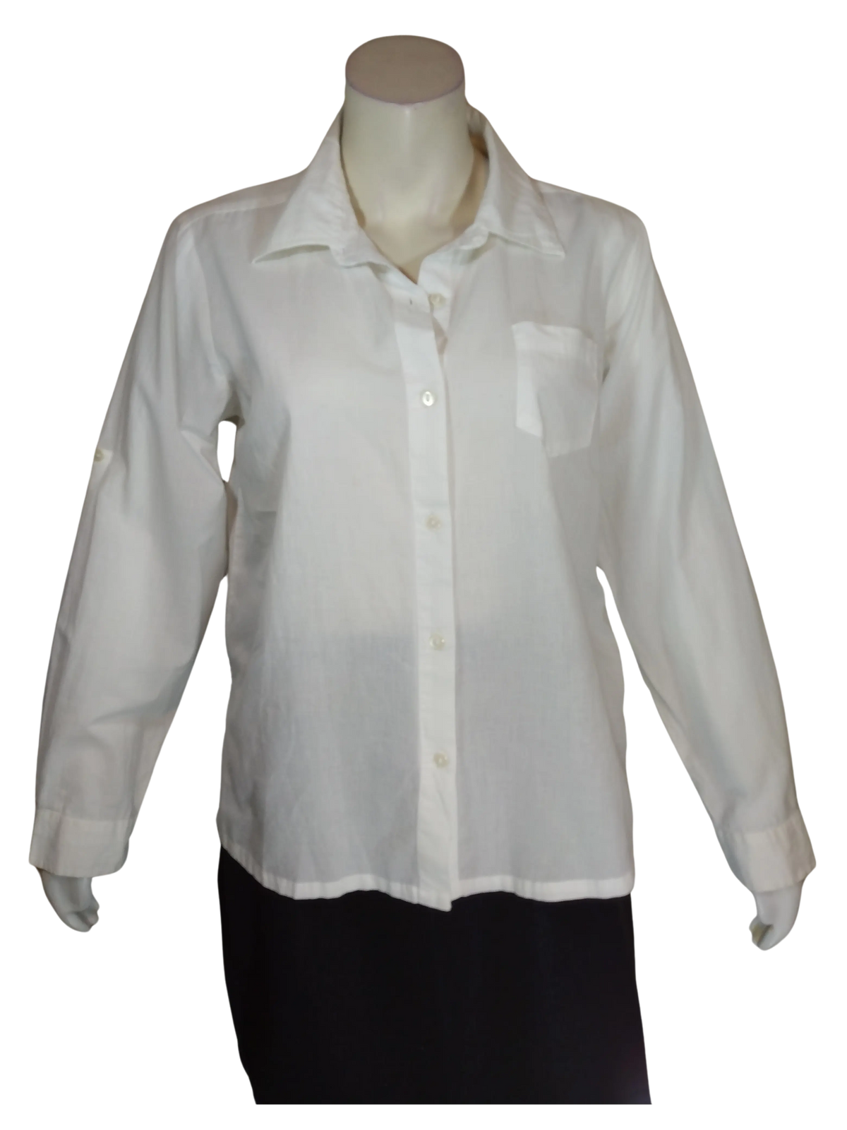 Hanna & Gracie Women’s White Blouse with Side Trim, Size Large