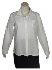 Hanna & Gracie Women’s White Blouse with Side Trim, Size Large