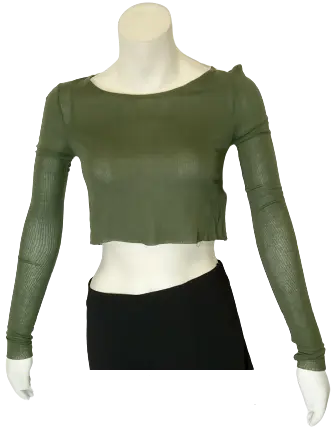Love In Girls’ Olive Long Sleeve Crop Top, Size Small
