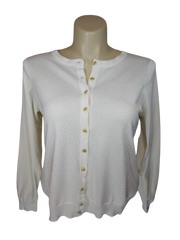 Charter Club Women’s White Cardigan with Gold Buttons, Size 0X